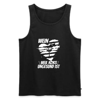 Wein weil koks ungesund ist - Männer Premium Bio Tank Top - Schwarz - Vorne - AI Model Male 178 light (178cm)