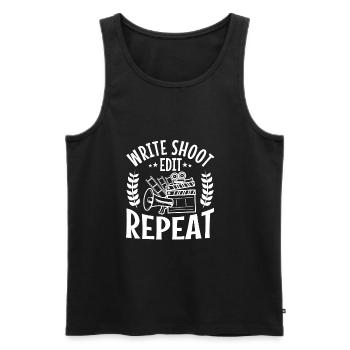 Write Shoot Edit Repeat - Men's Premium Organic Tank Top - black - Front - AI Model Male 178 light (178cm)
