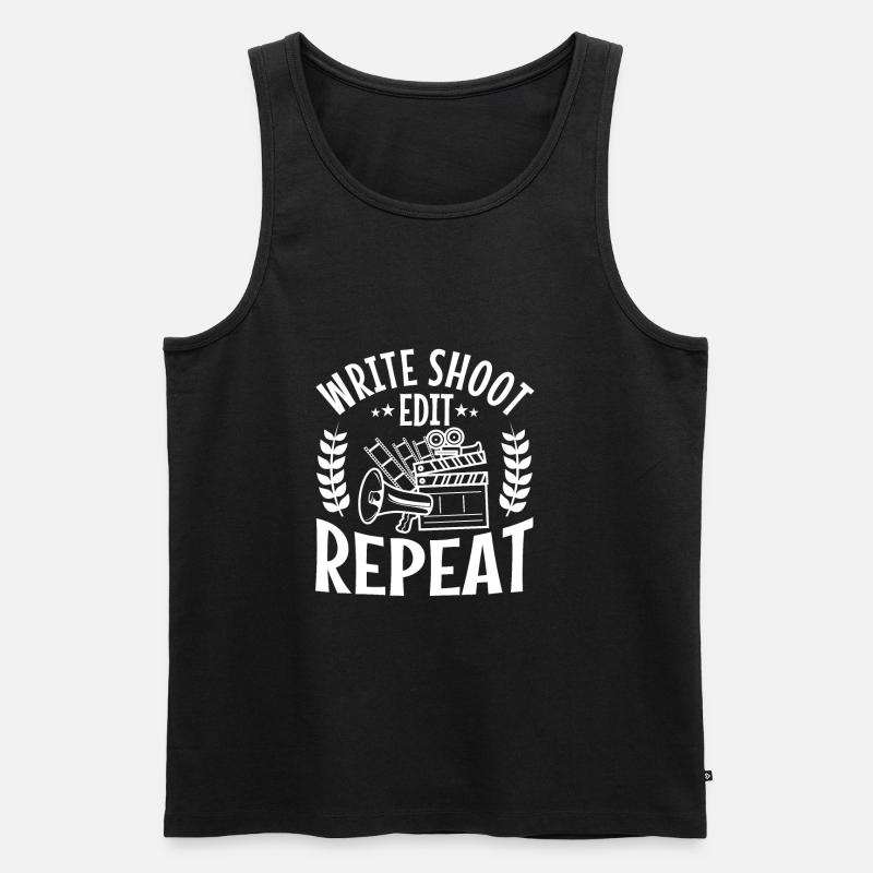 Write Shoot Edit Repeat - Männer Premium Bio Tank Top - Schwarz