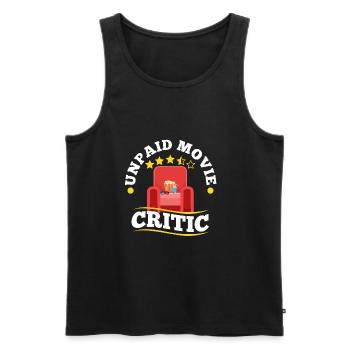 Unpaid movie critic - Men's Premium Organic Tank Top - black - Front - AI Model Male 178 light (178cm)