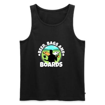Cornhole - Beer Bags and Boards - Men's Premium Organic Tank Top - black - Front - AI Model Male 178 light (178cm)