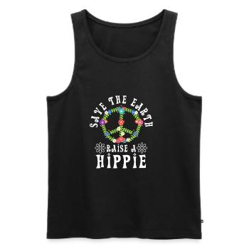 Save The Earth Raise A Hippie - Männer Premium Bio Tank Top - Schwarz - Vorne - Michal (187cm)