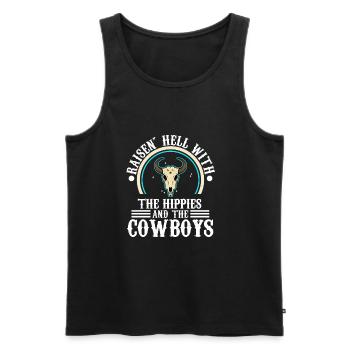 Raisin' Hell With The Hippies And The Cowboys - Männer Premium Bio Tank Top - Schwarz - Vorne - Michal (187cm)