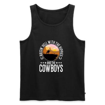 Raisin' Hell With The Hippies And The Cowboys - Männer Premium Bio Tank Top - Schwarz - Vorne - Michal (187cm)