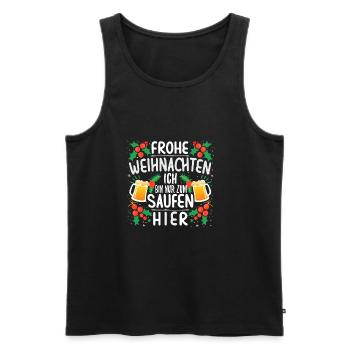 Frohe Weihnachten ich bin nur zum saufen hier - Männer Premium Bio Tank Top - Schwarz - Vorne - AI Model Male 178 light (178cm)
