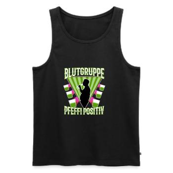 Blutgruppe Pfeffi Positiv - Männer Premium Bio Tank Top - Schwarz - Vorne - Michal (187cm)