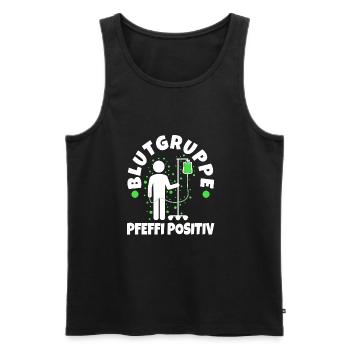 Blutgruppe Pfeffi Positiv - Männer Premium Bio Tank Top - Schwarz - Vorne - Michal (187cm)