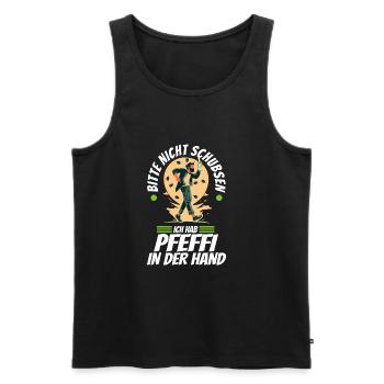 Bitte nicht schubsen ich hab Pfeffi in der Hand - Männer Premium Bio Tank Top - Schwarz - Vorne - AI Model Male 178 light (178cm)