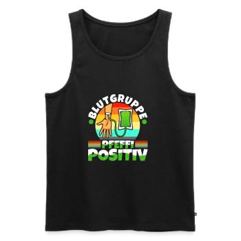 Blutgruppe Pfeffi Positiv - Männer Premium Bio Tank Top - Schwarz - Vorne - Michal (187cm)
