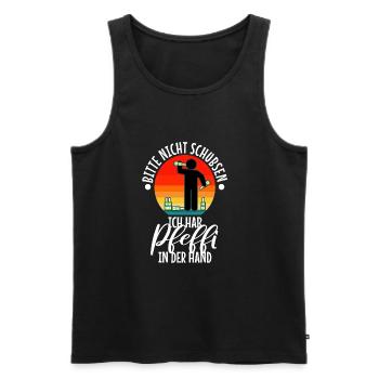 Bitte nicht schubsen ich hab Pfeffi in der Hand - Männer Premium Bio Tank Top - Schwarz - Vorne - AI Model Male 178 light (178cm)