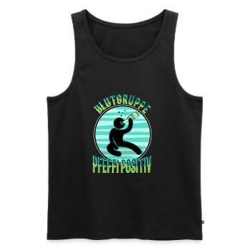 Blutgruppe Pfeffi Positiv - Männer Premium Bio Tank Top - Schwarz - Vorne - Michal (187cm)