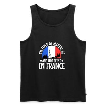 Im tired of waking up and not being in France - Men's Premium Organic Tank Top - black - Front - AI Model Male 178 light (178cm)