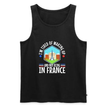Im tired of waking up and not being in France - Men's Premium Organic Tank Top - black - Front - AI Model Male 178 light (178cm)