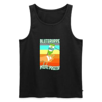 Blutgruppe Pfeffi Positiv - Männer Premium Bio Tank Top - Schwarz - Vorne - Michal (187cm)