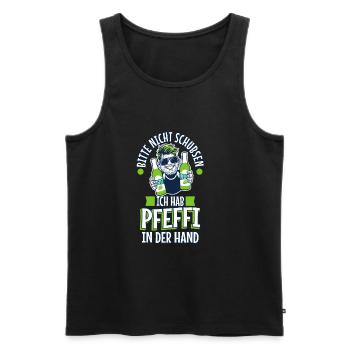 Bitte nicht schubsen ich hab Pfeffi in der Hand - Männer Premium Bio Tank Top - Schwarz - Vorne - AI Model Male 178 light (178cm)