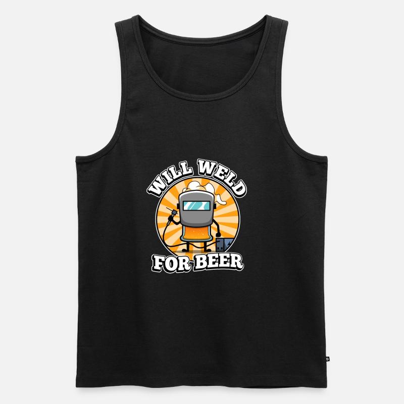 Will weld for beer - Männer Premium Bio Tank Top - Schwarz