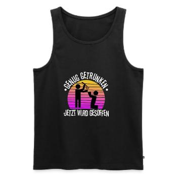 Enough drinking, now it's time to drink - Men's Premium Organic Tank Top - black - Front - AI Model Male 178 light (178cm)