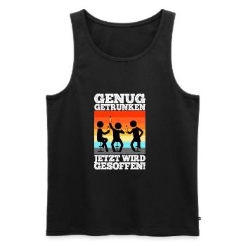 Enough drinking, now it's time to drink - Men's Premium Organic Tank Top - black - Front - AI Model Male 178 light (178cm)