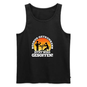Enough drinking, now it's time to drink - Men's Premium Organic Tank Top - black - Front - AI Model Male 178 light (178cm)