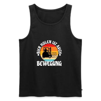 Bier holen ist auch Bewegung - Männer Premium Bio Tank Top - Schwarz - Vorne - AI Model Male 178 light (178cm)