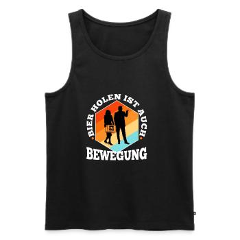 Bier holen ist auch Bewegung - Männer Premium Bio Tank Top - Schwarz - Vorne - AI Model Male 178 light (178cm)