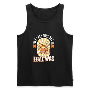 Zwei Alkohol bitte egal was - Männer Premium Bio Tank Top - Schwarz - Vorne - Michal (187cm)