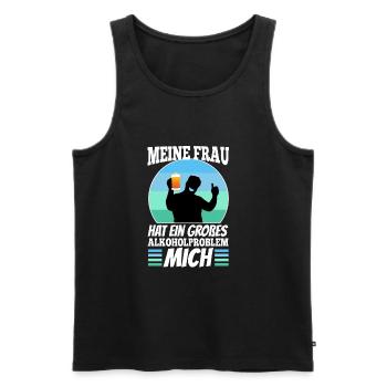 My wife has a big alcohol problem - Men's Premium Organic Tank Top - black - Front - AI Model Male 178 light (178cm)