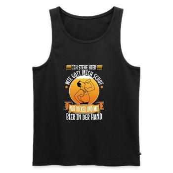 I stand here as God created me. Only thicker - Men's Premium Organic Tank Top - black - Front - AI Model Male 178 light (178cm)