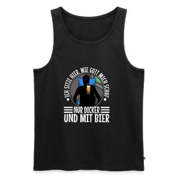 I stand here as God created me. Only thicker - Men's Premium Organic Tank Top - black - Front - AI Model Male 178 light (178cm)