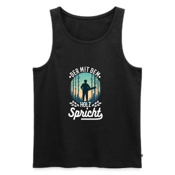 Der mit dem Holz spricht - Männer Premium Bio Tank Top - Schwarz - Vorne - Michal (187cm)