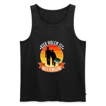 Bier holen ist auch Bewegung - Männer Premium Bio Tank Top - Schwarz - Vorne - AI Model Male 178 light (178cm)