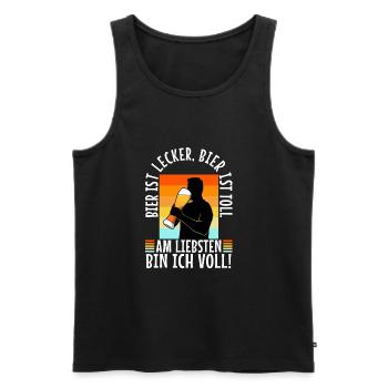 La bière est délicieuse, la bière est excellente, de préférence - Débardeur bio Premium Homme - noir - Devant - AI Model Male 178 light (178cm)