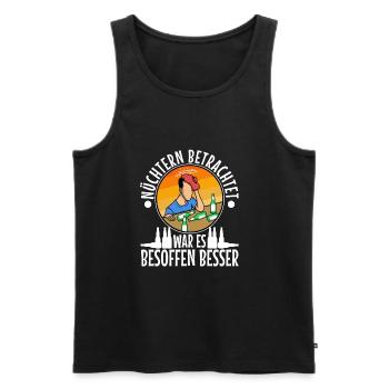 Ein Eimer Bier könnte den Tag noch retten - Männer Premium Bio Tank Top - Schwarz - Vorne - Michal (187cm)