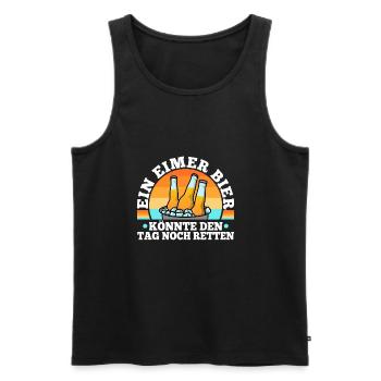 Ein Eimer Bier könnte den Tag noch retten - Männer Premium Bio Tank Top - Schwarz - Vorne - Michal (187cm)