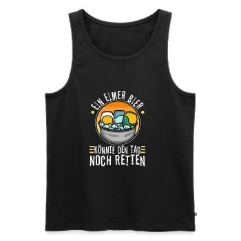 Ein Eimer Bier könnte den Tag noch retten - Männer Premium Bio Tank Top - Schwarz - Vorne - Michal (187cm)