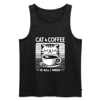 Le chat et le café sont tout ce dont j’ai besoin - Débardeur bio Premium Homme - noir - Devant - Michal (187cm)