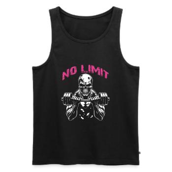 Crâne de musculation No Limit Workout avec haltère - Débardeur bio Premium Homme - noir - Devant - Michal (187cm)
