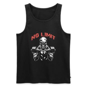 No Limit Workout Bodybuilding Skull with Dumbbell - Men's Premium Organic Tank Top - black - Front - Michal (187cm)