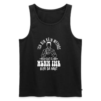 Kein Mythos mich gibt es nur wenn ihr Bier da habt - Männer Premium Bio Tank Top - Schwarz - Vorne - Michal (187cm)