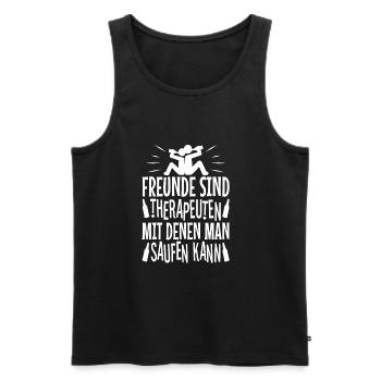 Freunde sind Therapeuten mit denen man saufen kann - Männer Premium Bio Tank Top - Schwarz - Vorne - Michal (187cm)