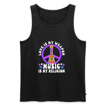 Love is my weapon, music is my religion. - Men's Premium Organic Tank Top - black - Front - Michal (187cm)