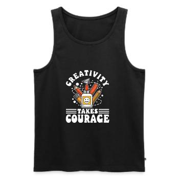 Creativity Takes Courage - Männer Premium Bio Tank Top - Schwarz - Vorne - AI Model Male 178 light (178cm)