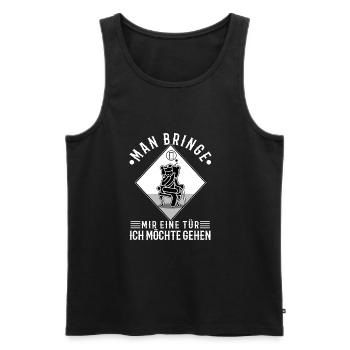 Man bringe mir eine Tür, ich möchte gehen - Männer Premium Bio Tank Top - Schwarz - Vorne - Michal (187cm)