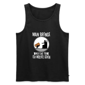 Man bringe mir eine Tür, ich möchte gehen - Männer Premium Bio Tank Top - Schwarz - Vorne - Michal (187cm)