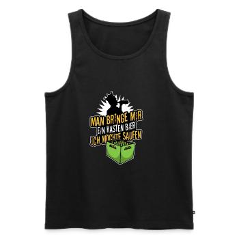 Man bringe mir ein Kasten Bier, ich möchte saufen - Männer Premium Bio Tank Top - Schwarz - Vorne - AI Model Male 178 light (178cm)