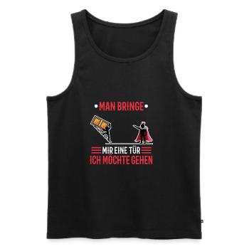 Man bringe mir eine Tür, ich möchte gehen - Männer Premium Bio Tank Top - Schwarz - Vorne - Michal (187cm)