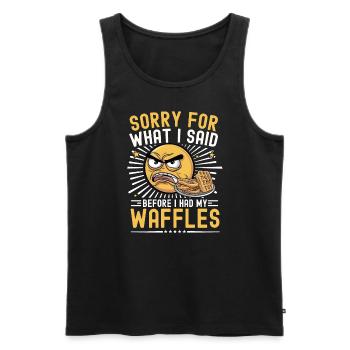 Waffles Saying Funny Waffle Breakfast Pastry - Men's Premium Organic Tank Top - black - Front - Michal (187cm)