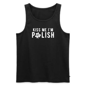Embrasse-moi en polonais Polonais Saint-Patrick Pologne - Débardeur bio Premium Homme - noir - Devant - AI Model Male 178 light (178cm)