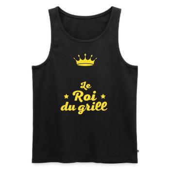 Le Roi Du Grill et PRENOM - Débardeur bio Premium Homme - noir - Devant - Michal (187cm)