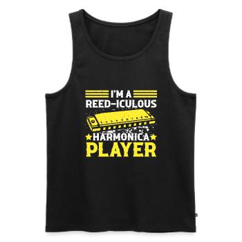 Mundharmonika Spieler und Mundharmonika - Männer Premium Bio Tank Top - Schwarz - Vorne - Michal (187cm)